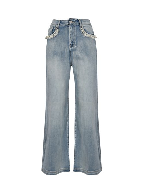 Jeans palazzo in denim con perle NO SECRETS | 261NS201BLEACH